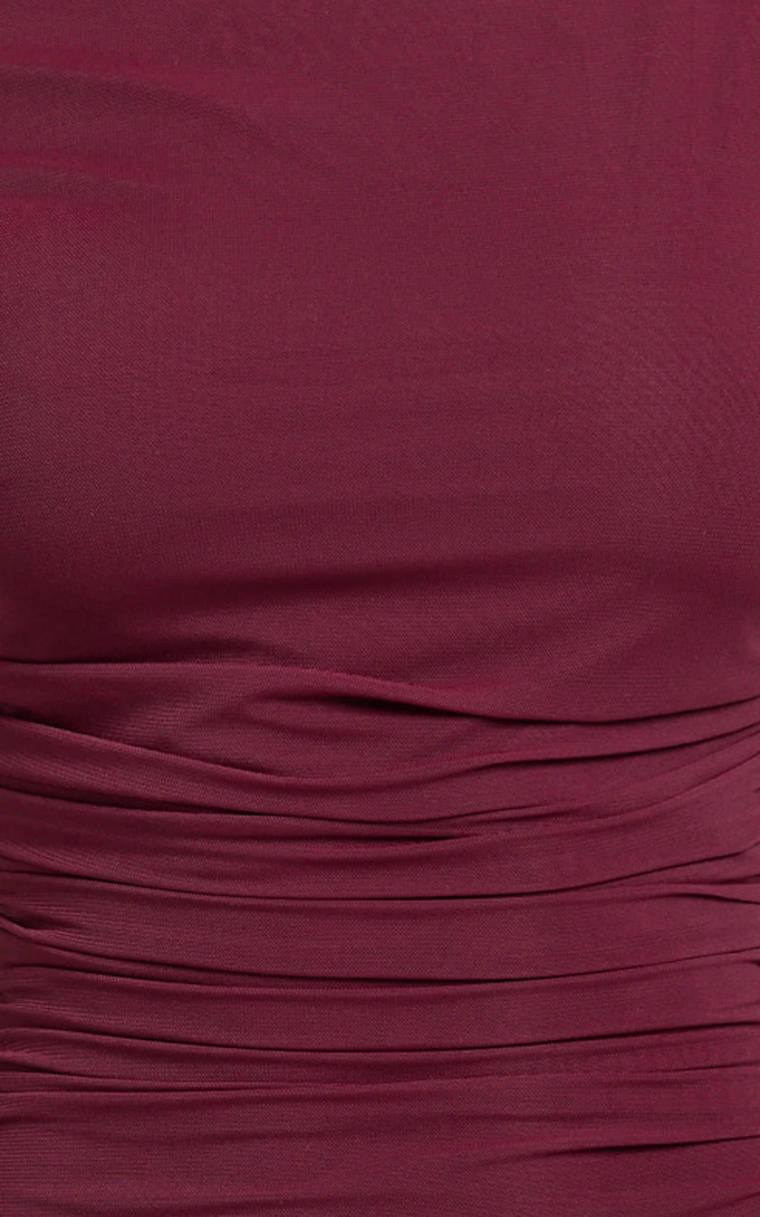Judee Midi Dress - One Shoulder High Side Split Dress in Wine