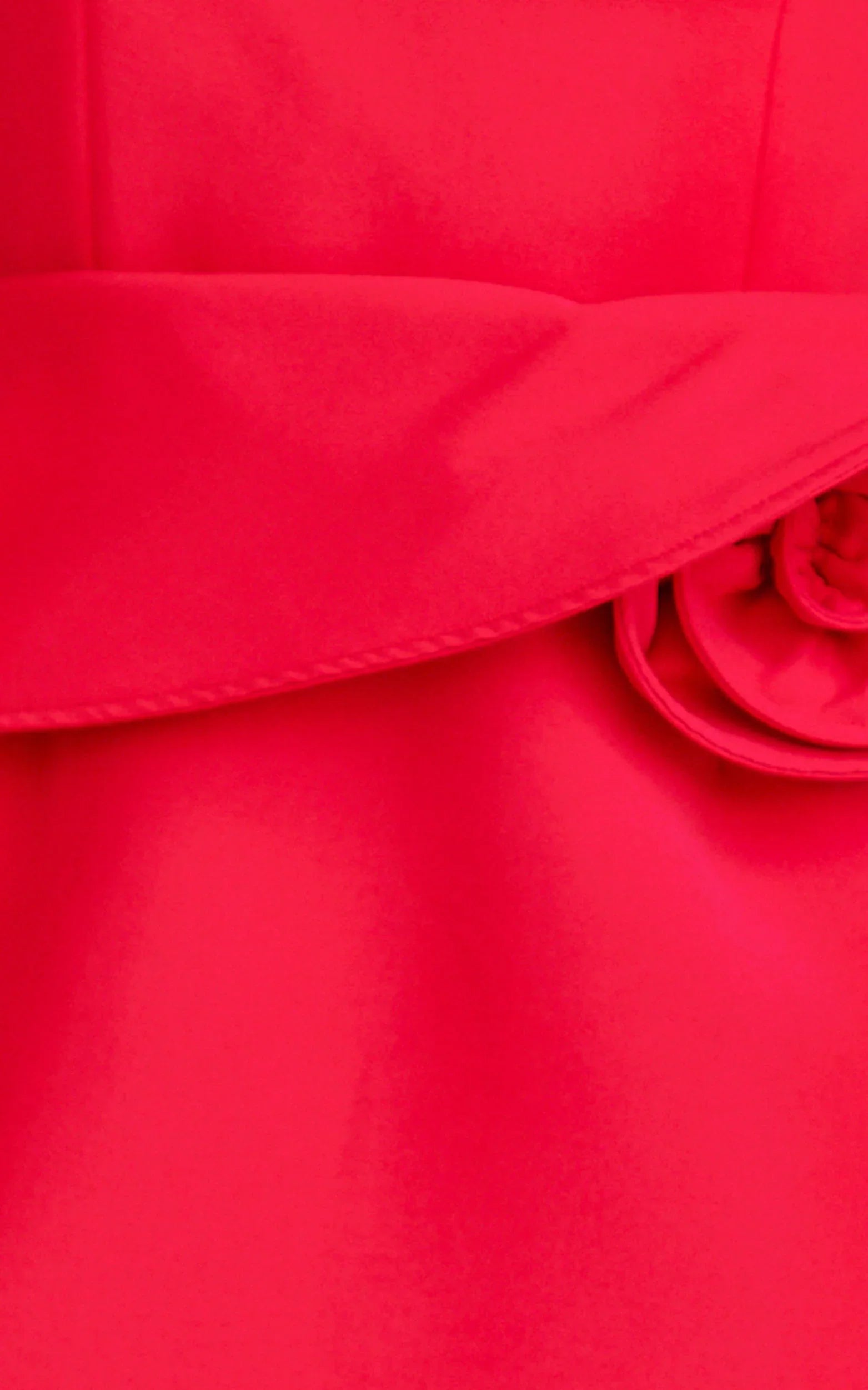 Vivienne Mini Dress - Square Neck Rosette Peplum Dress in Red